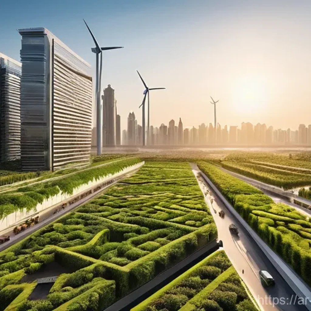 환경관리사 관련 법규 정리 - **Urban Green Oasis in an Arab City:** A vibrant, futuristic Arab city skyline at sunset. Modern...