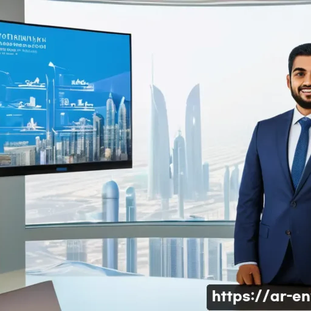 환경관리사 자격증 활용 사례 - A professional Arab environmental manager in formal attire standing confidently in a modern governme...