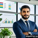 환경관리사 자격증 실효성 평가 - A professional Middle Eastern man in business attire wearing an environmental management certificati...