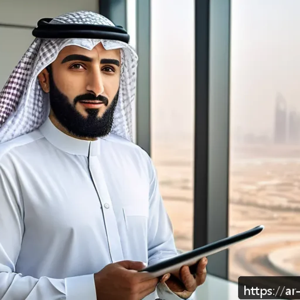 환경관리사 자격증으로 얻은 개인적인 성공 사례 - A professional Arab environmental manager in formal business attire, standing confidently in a moder...