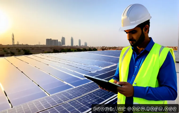 환경관리사와 청정에너지 트렌드 - Photorealistic environmental management professional wearing a modest light safety vest and hard hat...